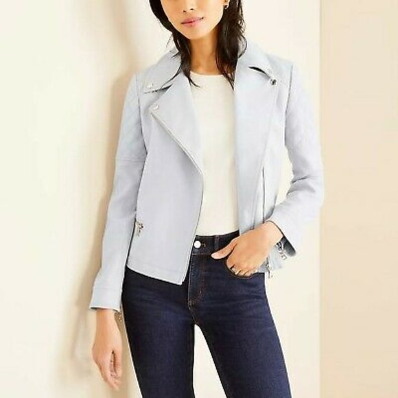 Ann Taylor Jackets & Blazers - NWT Ann Taylor Textured Moto Jacket in Soft Dove